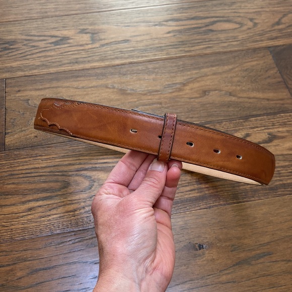 Vintage Western Tony Lama Leather Belt, size 38, brown leather - Picture 5 of 8